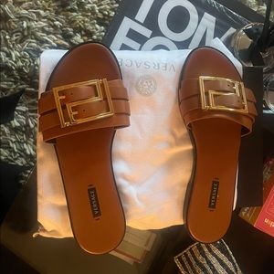 Versace leather brown sandals